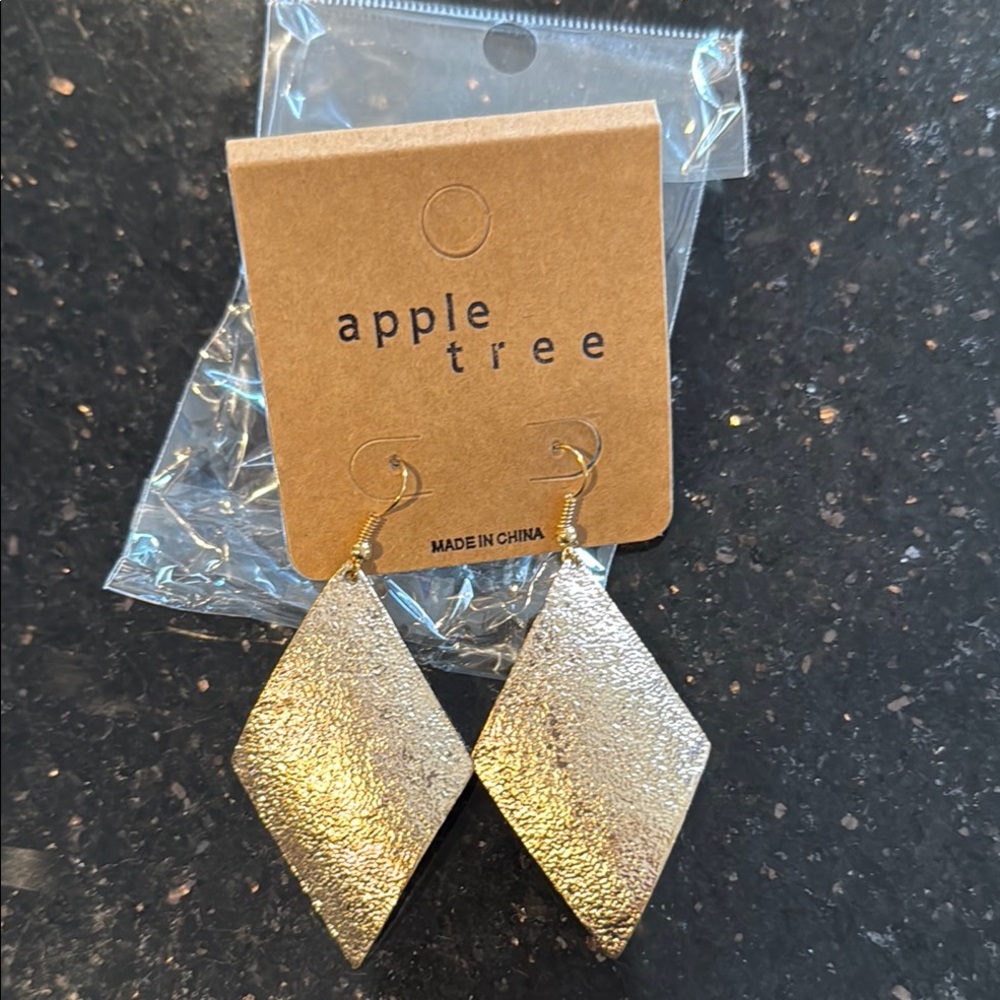 Apple Tree Gold Textured Earrings